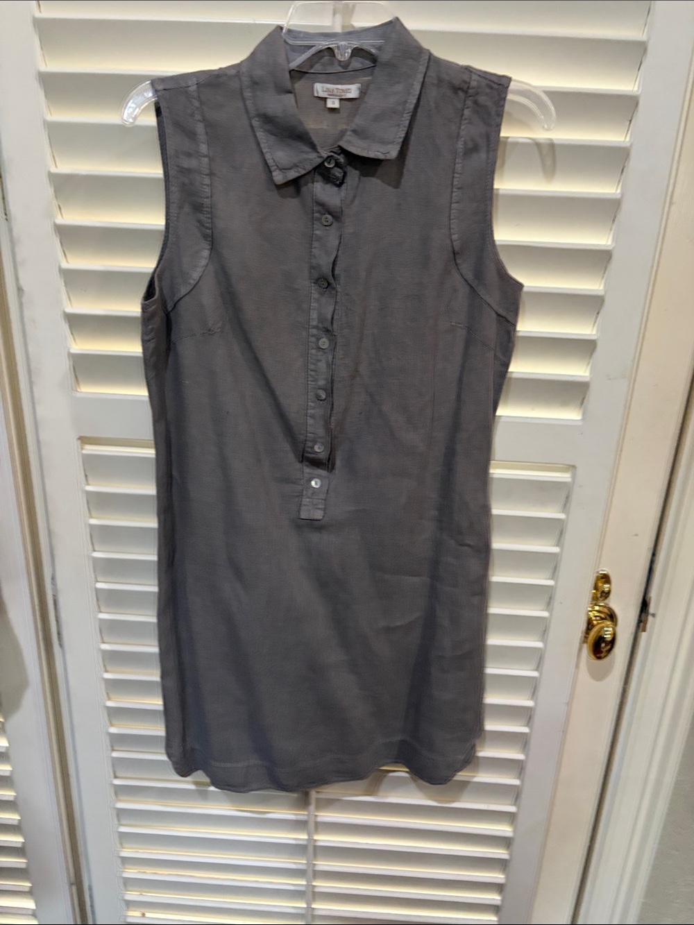 Lina Tomei Linen Button-Up Dress in Taupe .Size Small